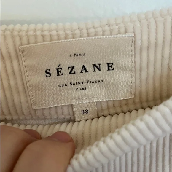Sezane Cream Corduroy High Waisted Pants - Picture 6 of 6